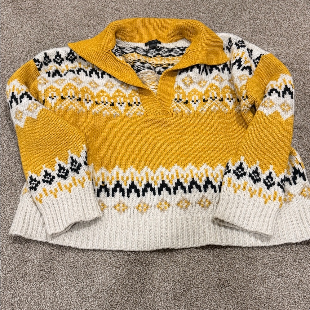 RDI Johnny Collar Fair Isle knit Sweater In Marigold